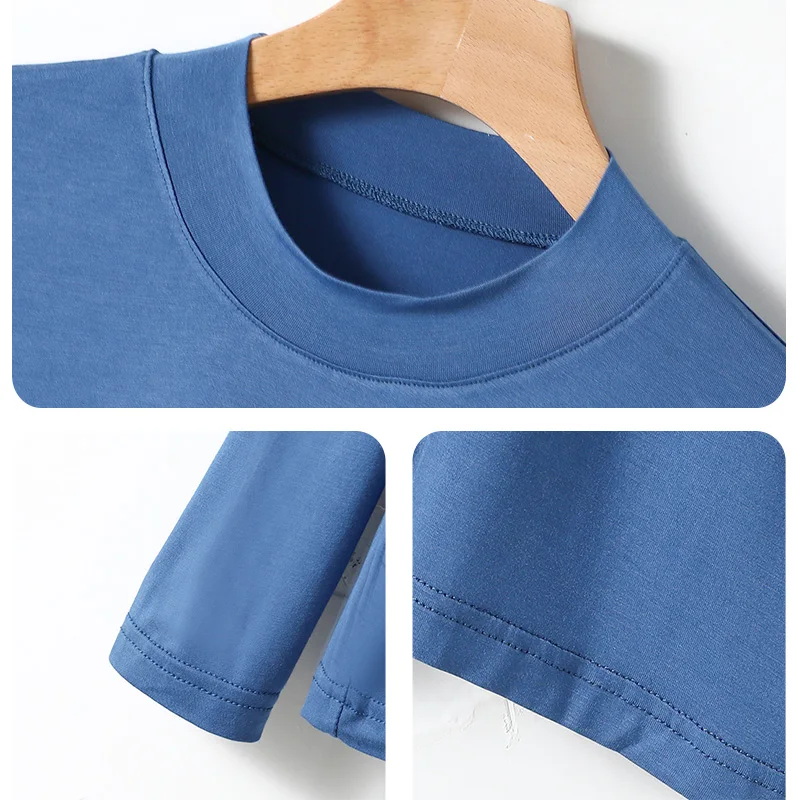 Men's Autumn Thermal Thin Modal Cotton Half High Collar Long Sleeve T-shirt Loose Fitting Base Layer Shirt for Fall And Winter