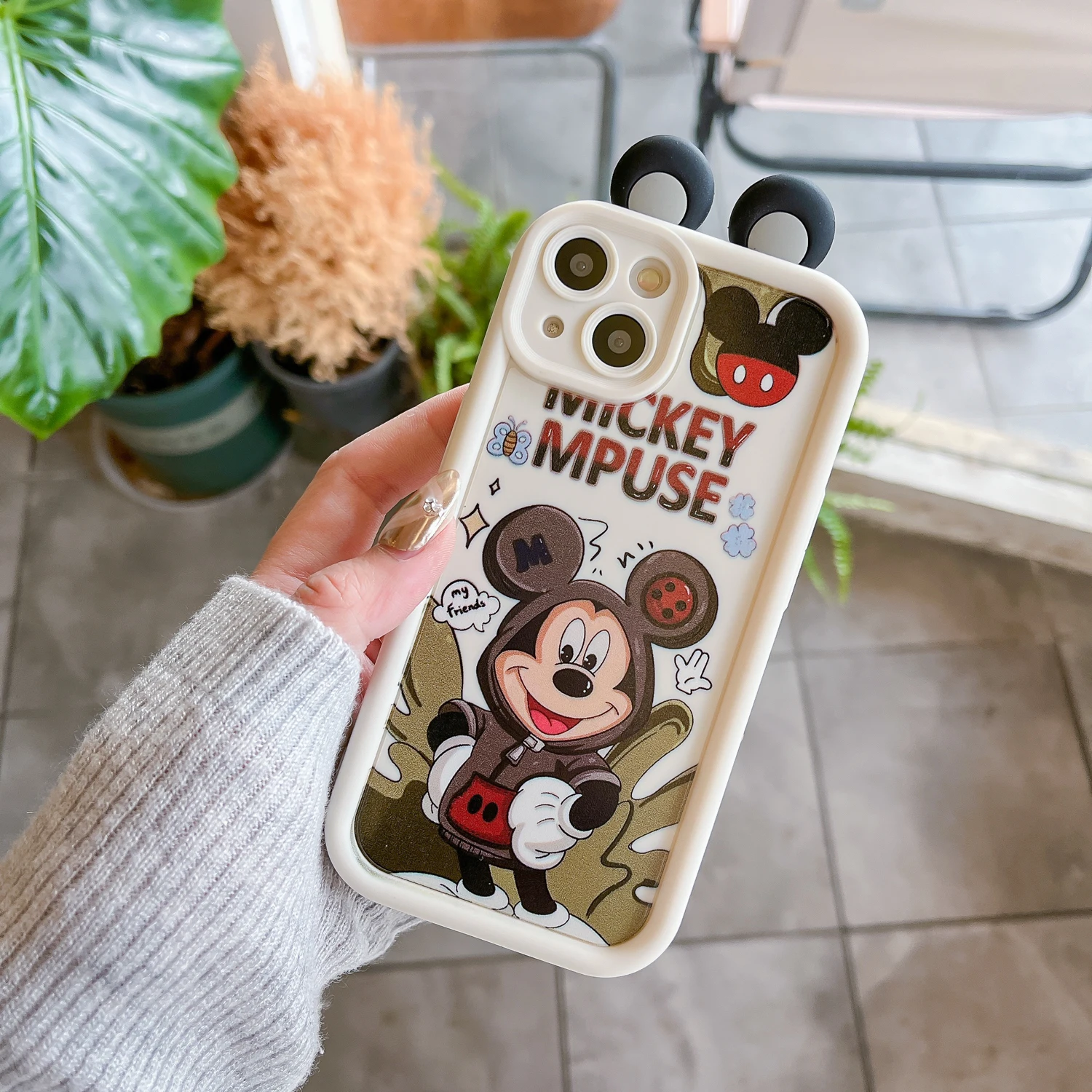 For Motorola Moto G64 G54 G34 G24 Power G04S G14 G53 G22 G20 G9 Play E22 E13 Minnie Disney Ear Couple Multistep Soft Phone Case