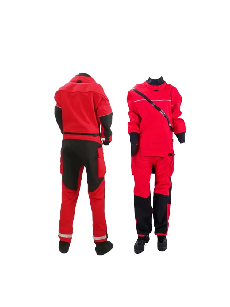 Traje seco de rescate acuático, kayak de buceo, traje protector cálido y frío con cremallera de orina, traje húmedo