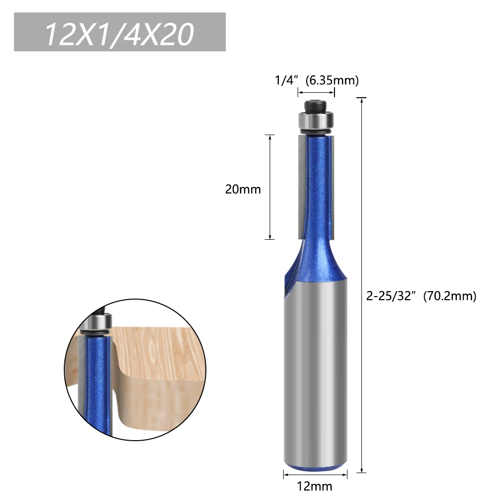 LAVIE 1 Stück Lagergeführter Trimmerfräser, 1/2" & 12mm Schaft Hartmetall-Flushtrimmer für CNC-Holzbearbeitung H120160620BL – Detail 3