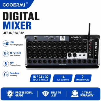 Gooermi AFS16/24/32 Cyfrowy Mikser Audio Profesjonalna Konsola DJ do Miksowania USB PC Rejestrowanie Dźwięku Płyta Dźwiękowa Zasilanie Phantom 48V