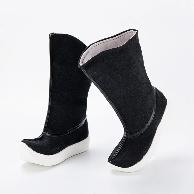 Black Canvas Thick-soled Upturned Warrior Swordsman Boots Hanfu Cosplay Accessories TV Movie Play Official Boots