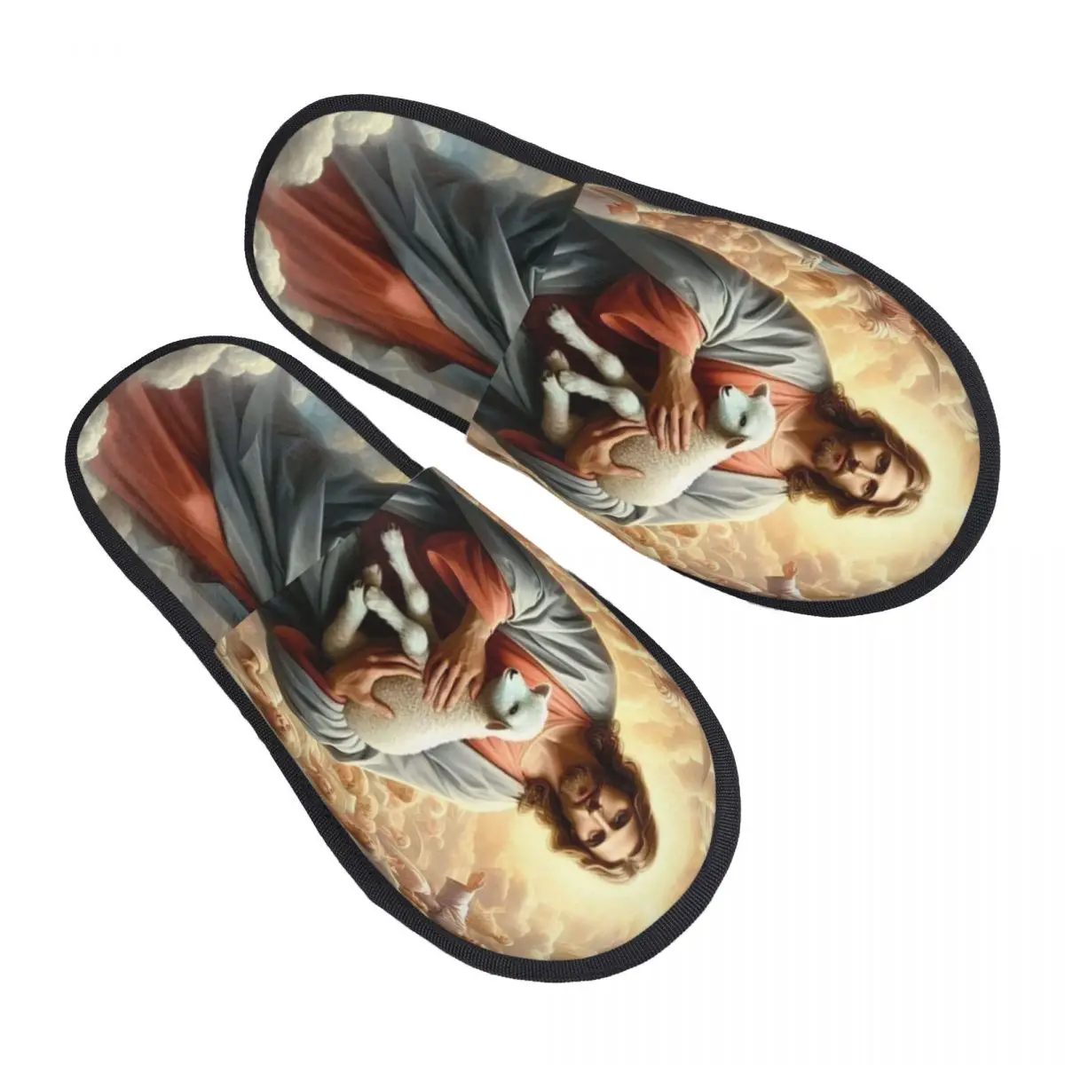 

Религиозные домашние тапочки с Иисусом Христом, женские удобные тапочки без шнуровки из пены с эффектом памяти, обувь для спальни