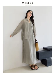 VIMLY Women's Office Lady Dress Sets 2026 Summer Simple Casual Chic Halter Dress+Loose Cardigan Shirt Elegant Spring Two Pieces