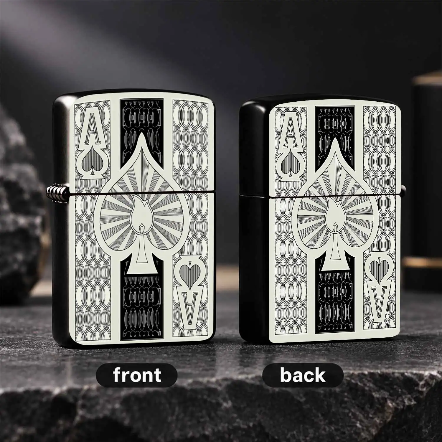 Vintage Ace Of Spades Art Decor Lighter Portable Exquisite Stylish Accessory For Daily Commute Outdoor Trip Gatherings Gifting Elegant Line Design Delicate Touch Ideal For All Scenarios Adding Unique Retro Aesthetic Vib A Humorous And Inter
