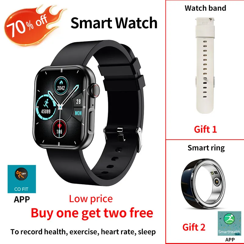 

Waterproof Smart Watch Sport Smart Ring Set Heart Rate Sleep Fitness Health Tracker Multifunctional Product For Family Friends