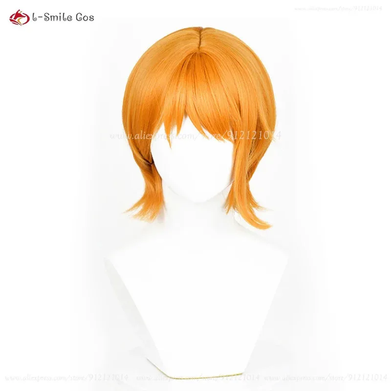 Parrucca cosplay Anime Sasagawa Kyoko 30 cm parrucche corte arancione giallo capelli sintetici resistenti al calore parrucche cosplay di Halloween + cappuccio per parrucca