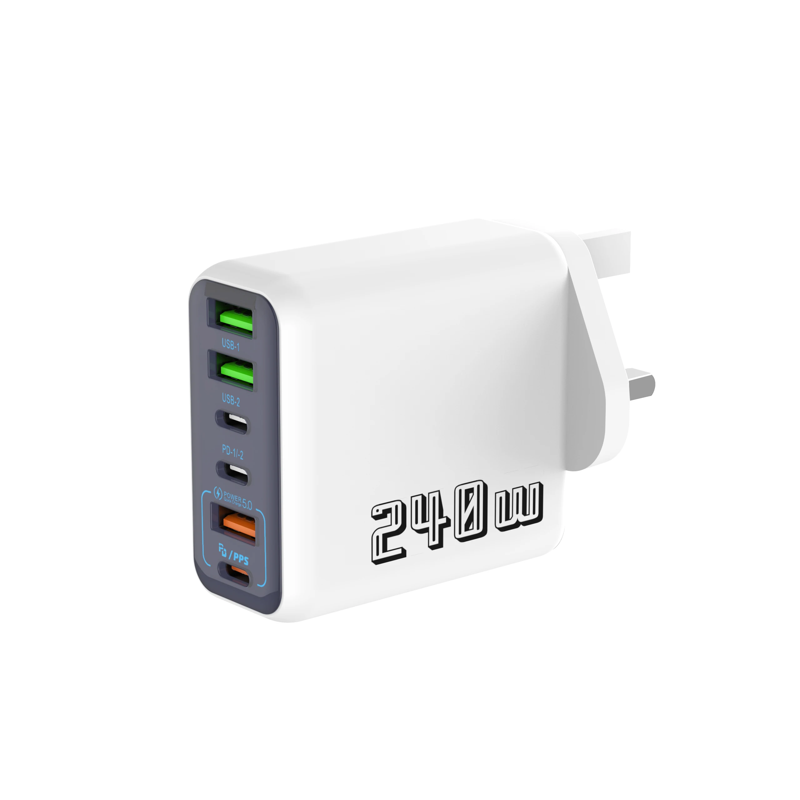 6-poorts USB-C PD-lader 240W snelladen 3.0 type-C USB telefoonladers supersnelle oplaadadapter voor iPhone Samsung Xiaomi