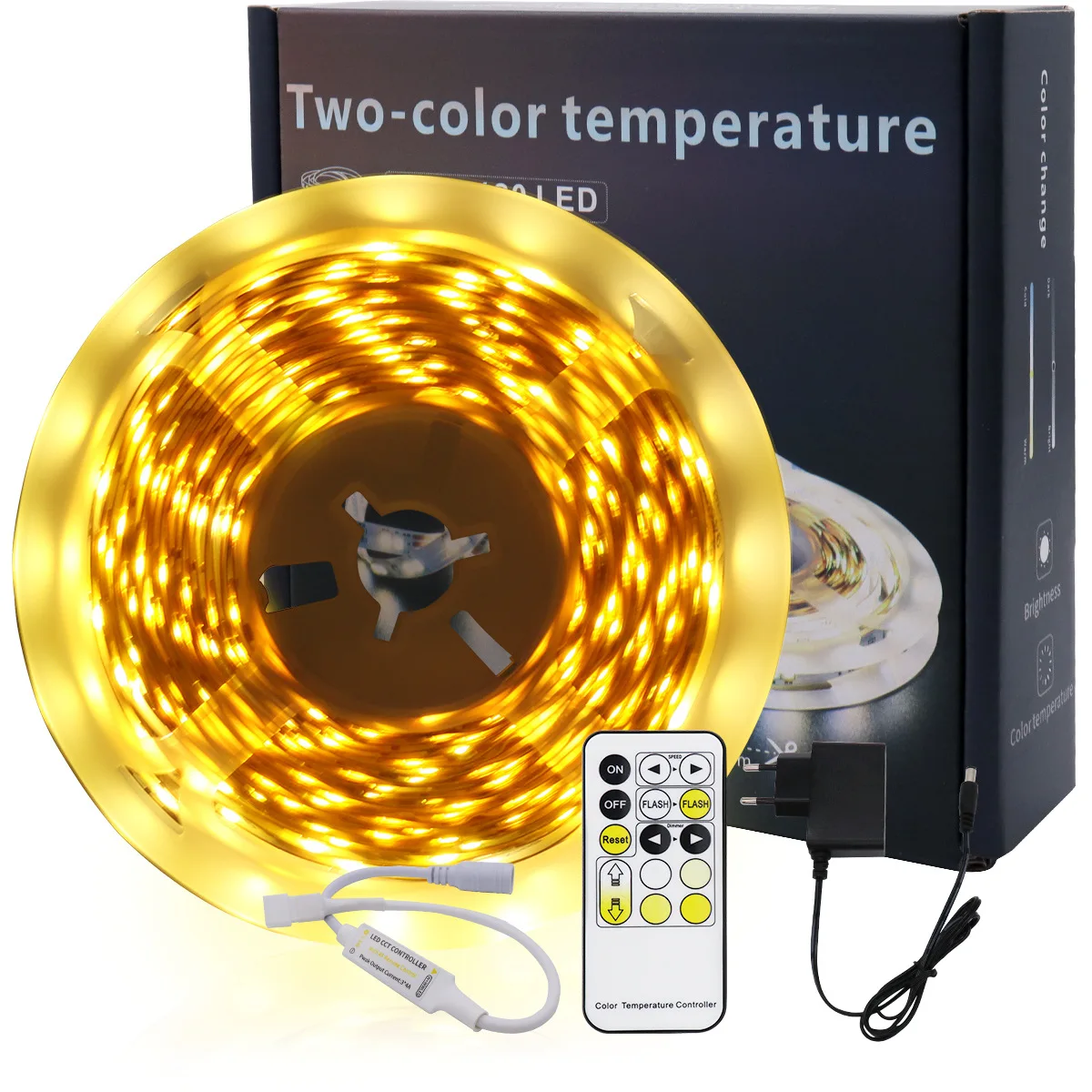 

24V 120Leds Dual Color Temperature LED Strip with Dimming Atmosphere Linear Light Remote Control Dimming Self-adhesive Strip
