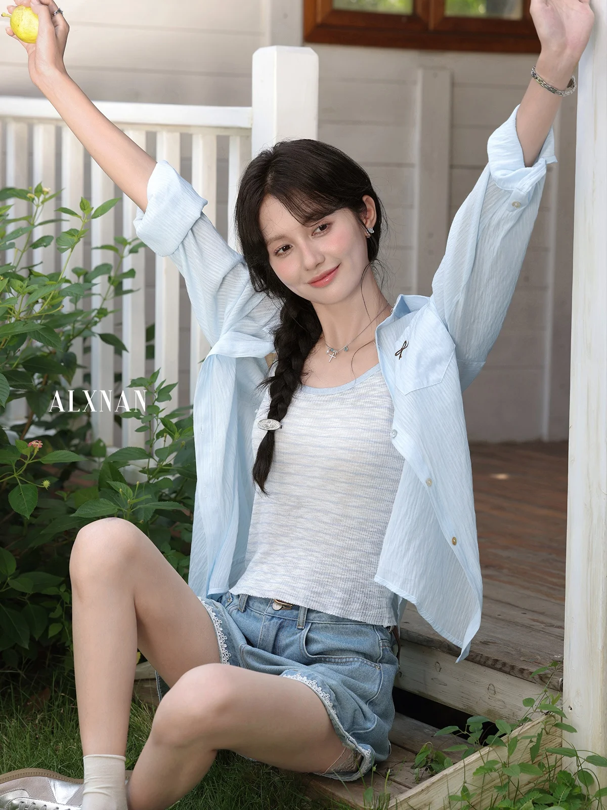 Loose Long Sve Dames Casual irt Faionable Zonnebrandcrème Blauw Lichtgewicht irt voor de herfst van Deer South Moon Island