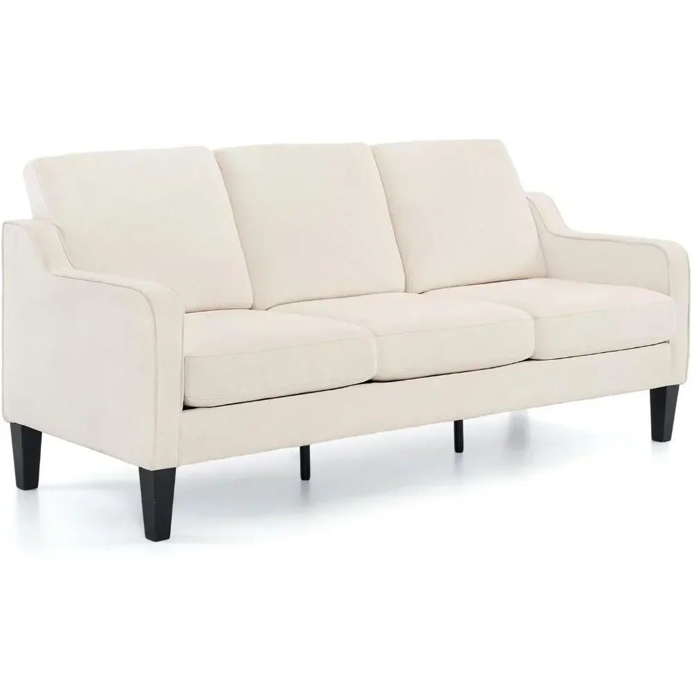 

Couch Sofa 71" Comfy Couches for Living Room Beige 3 Seat Sofa Couch Mid Century Modern Sofa Furniture with Scooped Arms