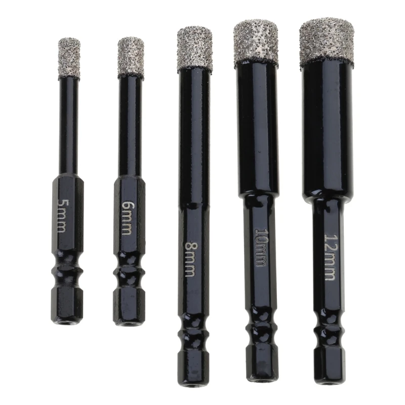 5Pack Diamond Drill Bits Set for Granite Ceramic Marble Tile Stone Glass Hard