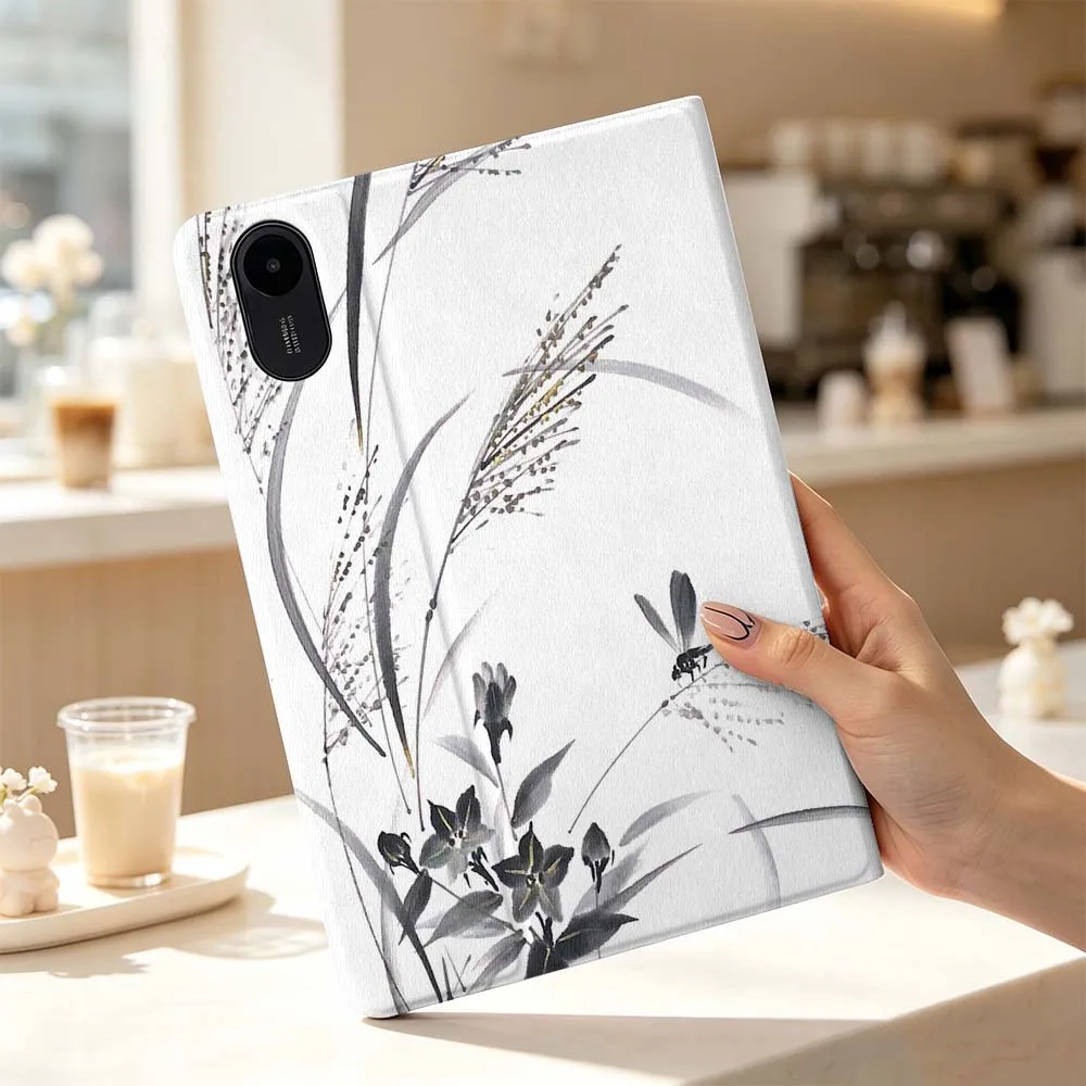 Black Ink Grass Art For Xiaomi Poco Redmi Pad 8 2 4 5 6 6S 7 7S SE Pro Max 14 11 8.7 11.2 12.5 Inch Tablet Case Fashion