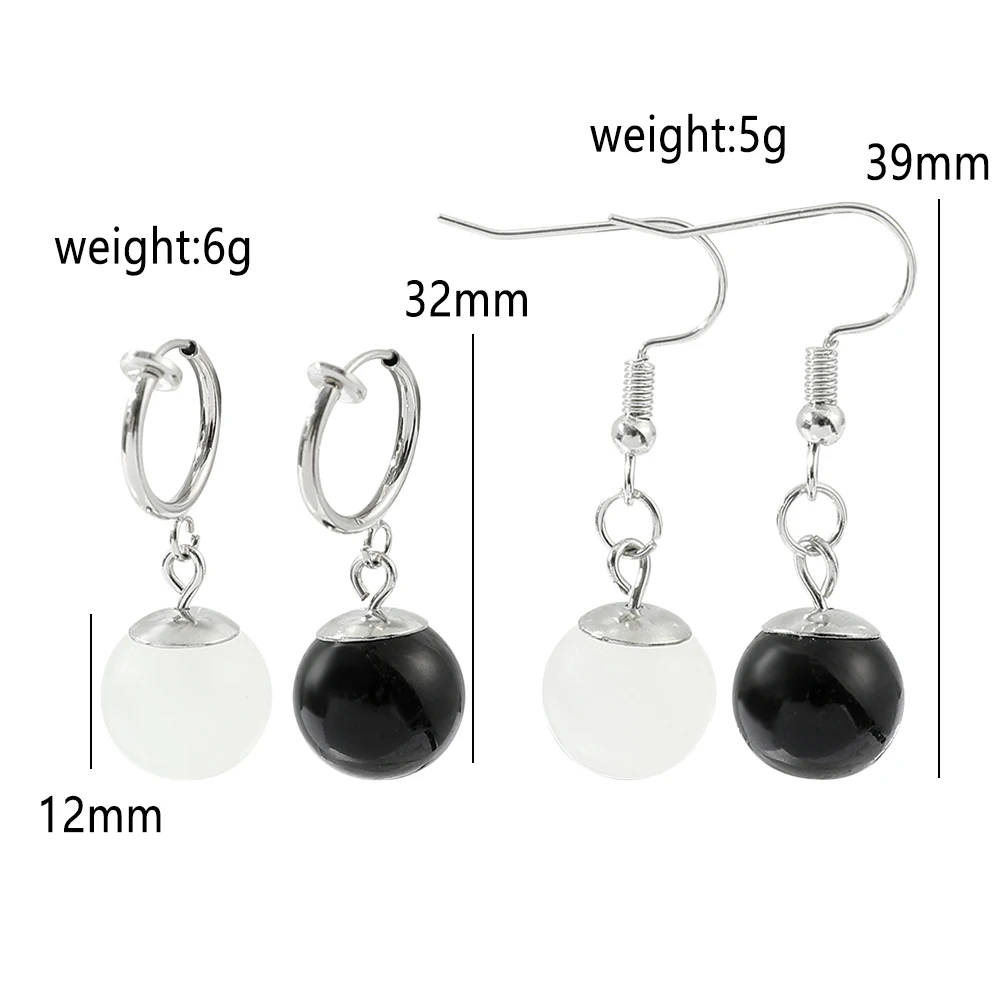 Game Genshin Impact Ear Clips Earrings Cosplay Qiqi Cute Black White Round Bead Pendants Earrings Jewelry Accessories Gifts