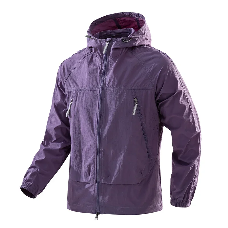 vbpbsql Men's Windbreaker Hooded Blue M 5