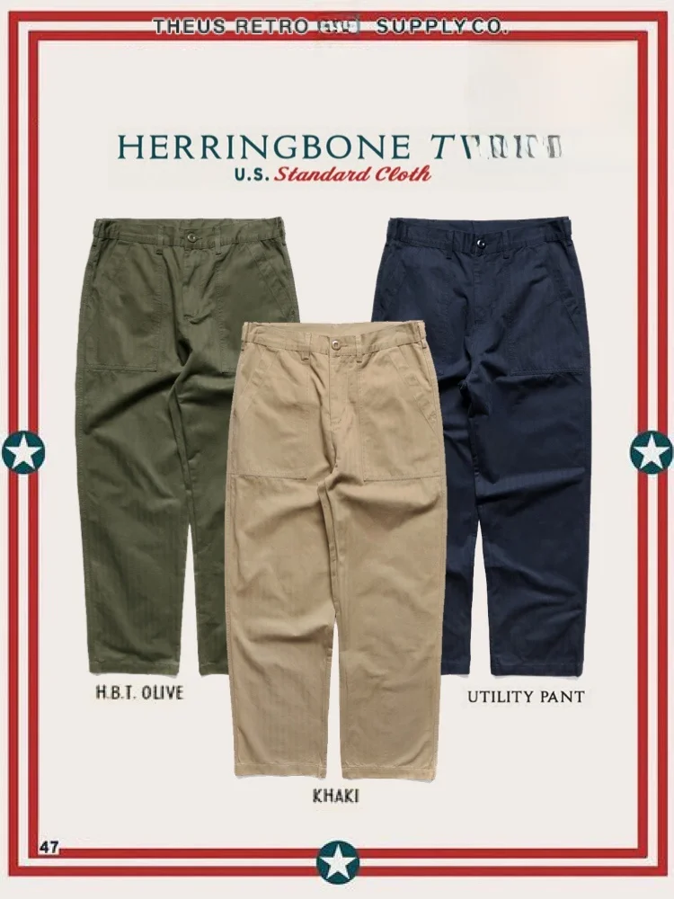 

HBT UTILI PANT Retro Stand Twill Cloth Tee Colors OG07 American Sle Casual Workwear Long Pants Straight Leg Cotton