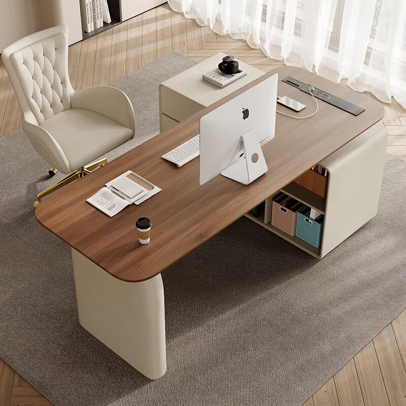 

#Paint White Desk Simple Modern boss Table Beauty Salon Office Desk and Chair Combination