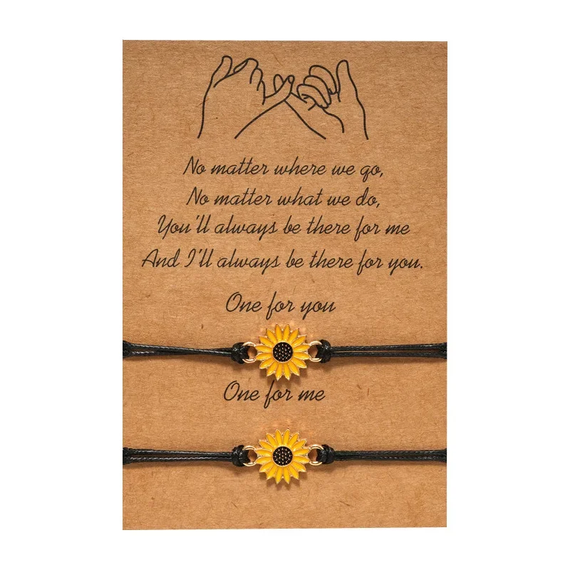2Pcs Friendship DIY Bracelet Set For Couples Volcanic stone Charm Bead Bangles Women Man Lucky Wish Card Jewelry