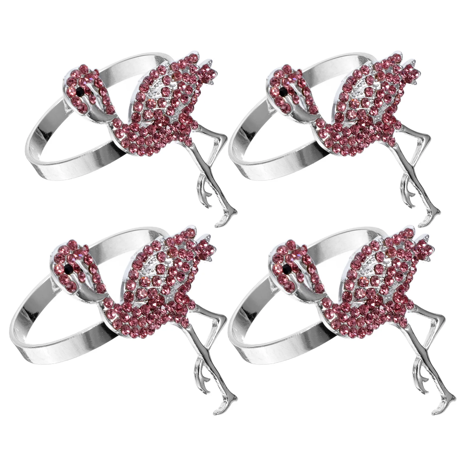 

4 Pcs Flamingo Shaped Napkin Rings Decorative Pink Wedding Beach Party Table Decorations Home Supplies