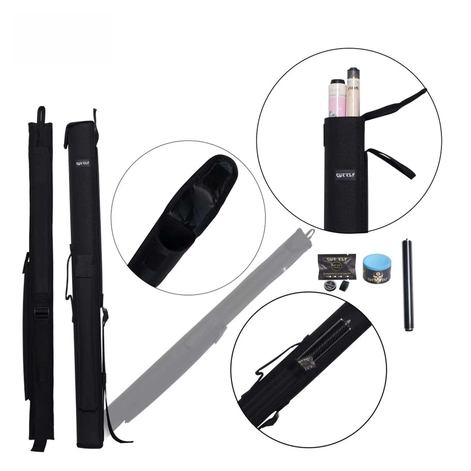 

Black 1B2S Pool Cue case with Shoulder Strap and Handle Billiard Cue case Pool Table Accessories Billiards Equipment