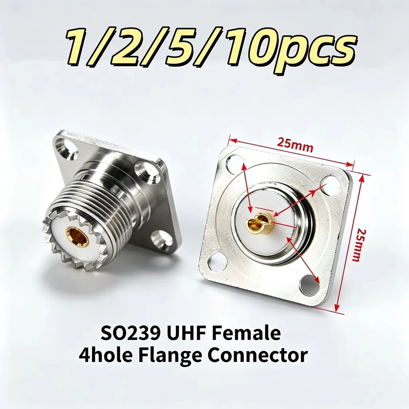 1Pc SO239 UHF Weibliche 4loch Flansch Stecker UHF SO-239 Weibliche 4-löcher Flansch Panel Chassis Schott Buchse montieren Adapter – Detail 1