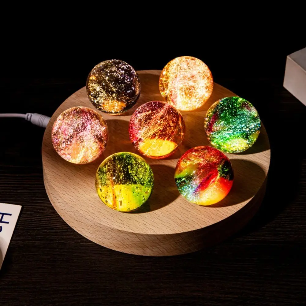 LED Wood Stand 7 Colorful Glass Ball Shiny Detachable Luminous Crystal Ornaments USB Plug in Multi-purpose