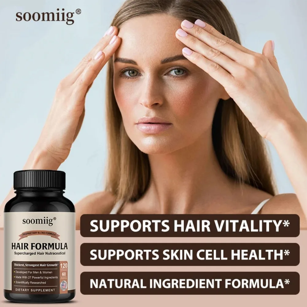 Hair Health Supplements Capsules, with 27 Powerful Ingredients, for Thicker Hair, Skin Care, Bone