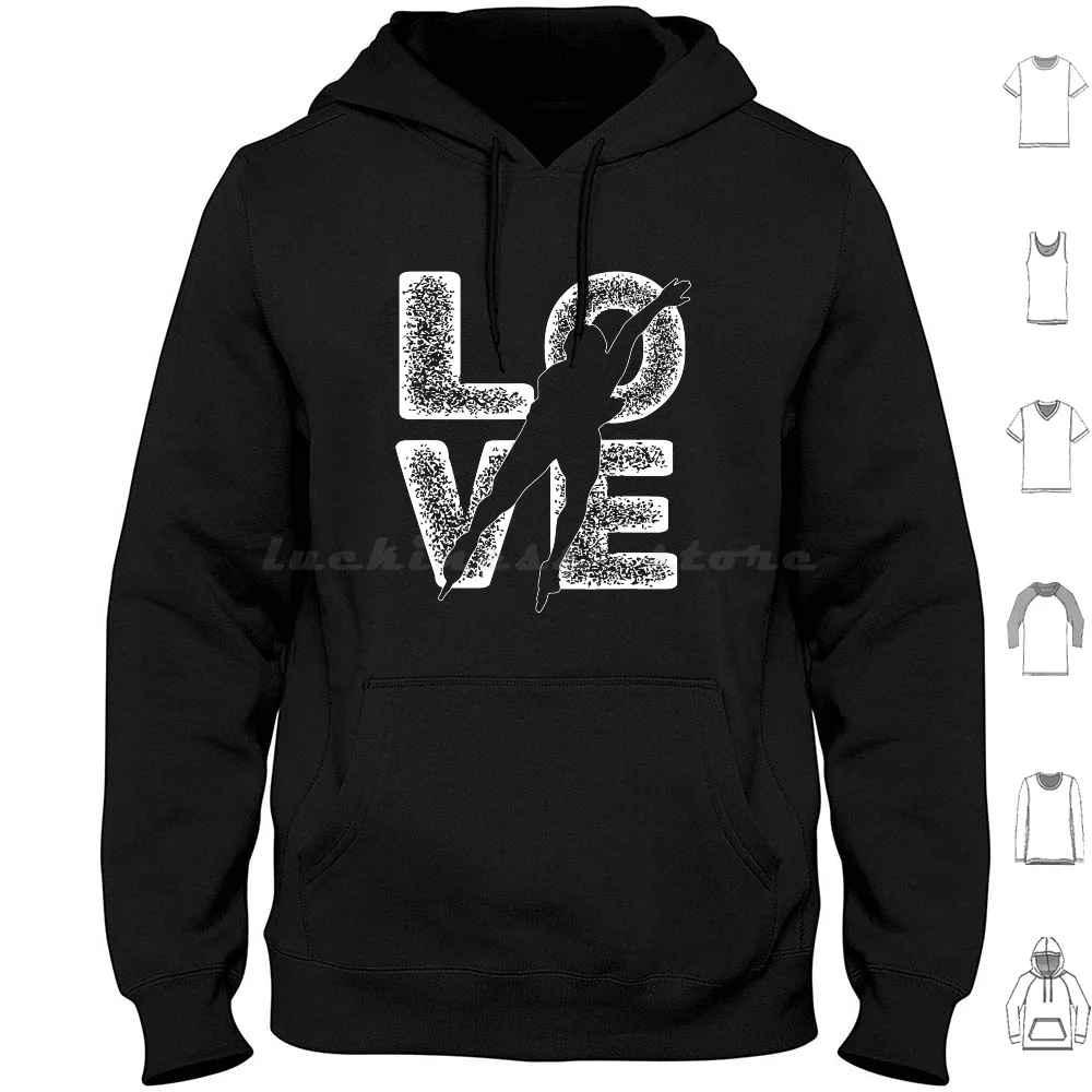 Inline Speed Skating Love Word Hoodies Long Sleeve Skate Skater Ice Skating Ice Skates Ice Dance Figure Skating