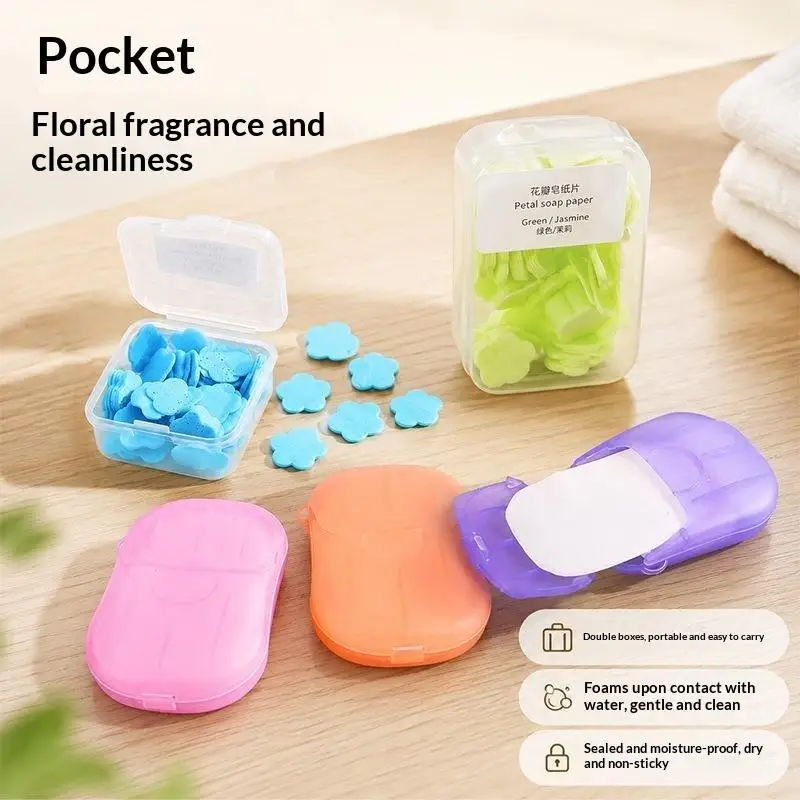 Travel Hand-washing Soap Paper Multifunctional Aroma Sliced Cleaning Paper Disposable Boxed Mini Soap