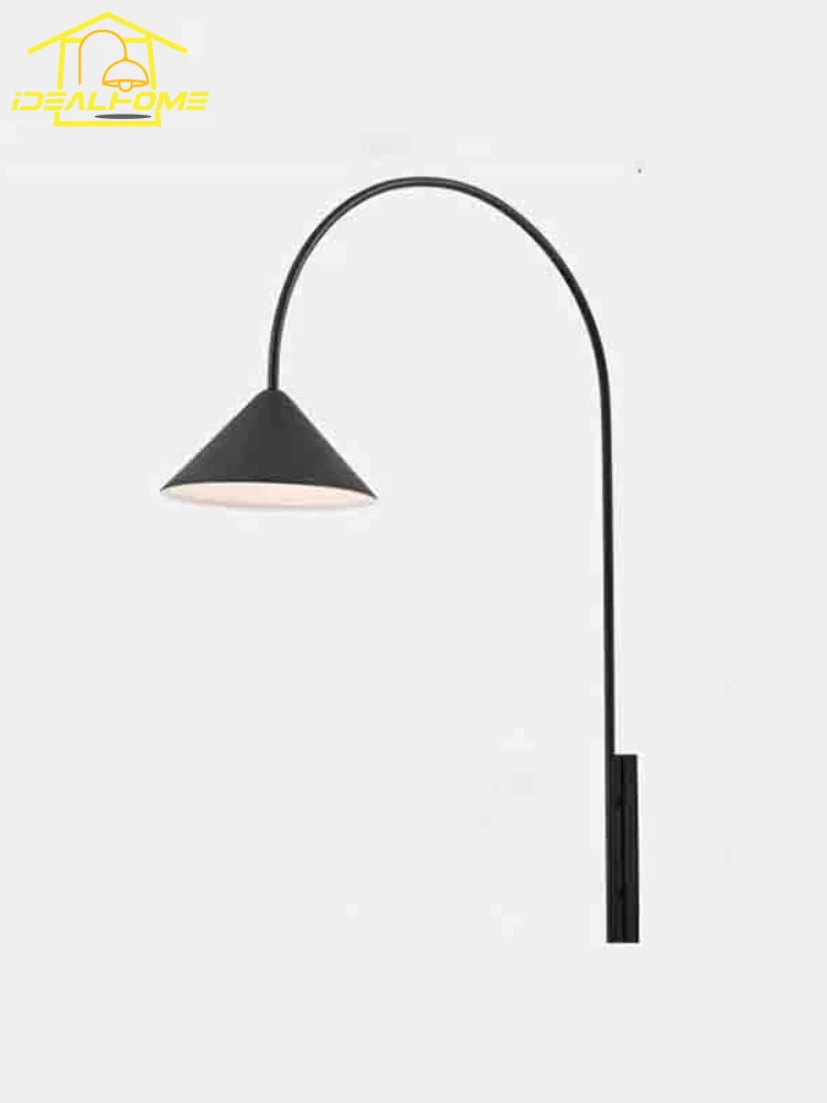 

Designer Minimalist Industrial Fishing Wall Lamp LED E27 Restaurant Long Arm Black Wall Mounted Hotel Living Room Background Bar