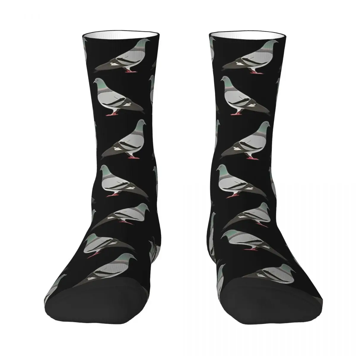 Pigeon Walk Socks Winter Black Background Stockings Korean Men Medium Soft Socks Design Skateboard Anti Skid Socks