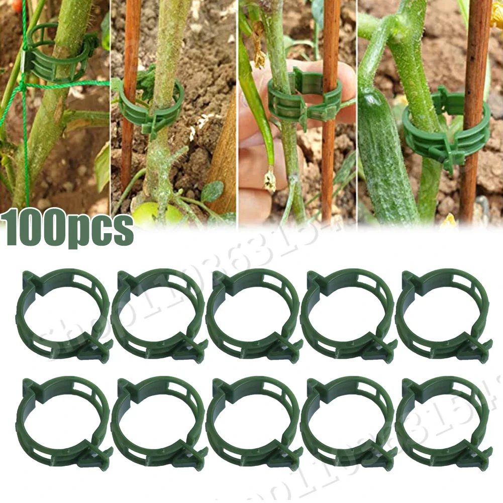 

100PCS Plant Support Clips Plastic Ties Trellis Stake Clips Garden Veggie Tomato Greenhouse Holder For Garden Tools Accessories