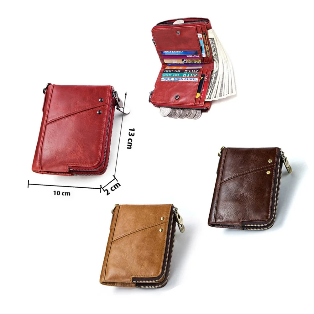 Men Khaki Anti-Theft Rfid Thin Clutch Wallet Multifunctional Long Coin Purse Credit Card Holder Fashionable Travel