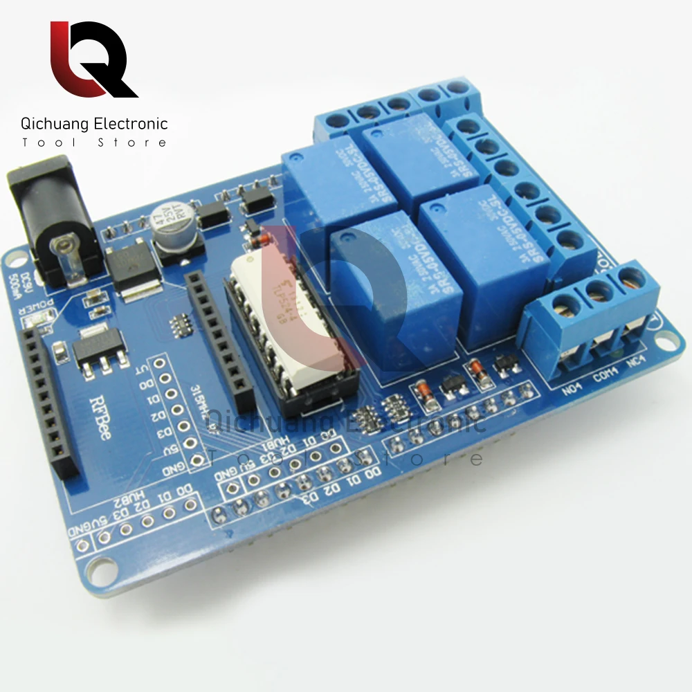 Módulo de Relé Placa de Extensão, Escudo, Compatível para Módulo Arduino Xbee Sem Fio, Eletrônica Inteligente, 4 Canais, 3A, V1.3