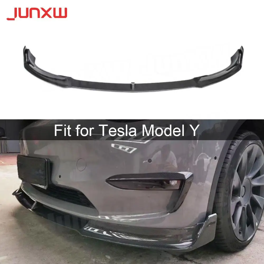 

Carbon Fiber Car Front Bumper Lip Protect Guard For Tesla Model Y FRP Auto Front Lip Decoration Styling