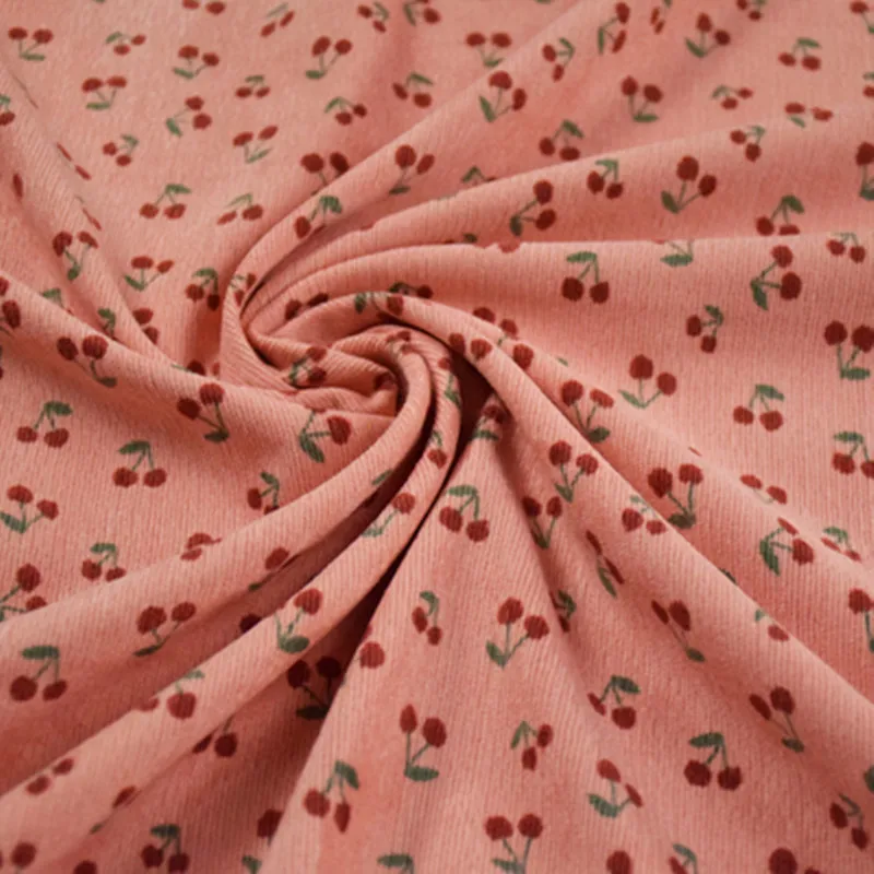 Little Flower Print Corduroy Fabric for Trousers, Coat, Shoe Surface, Girl Garment Tissue, Autumn, Winter, Cute, Sweet, T1770