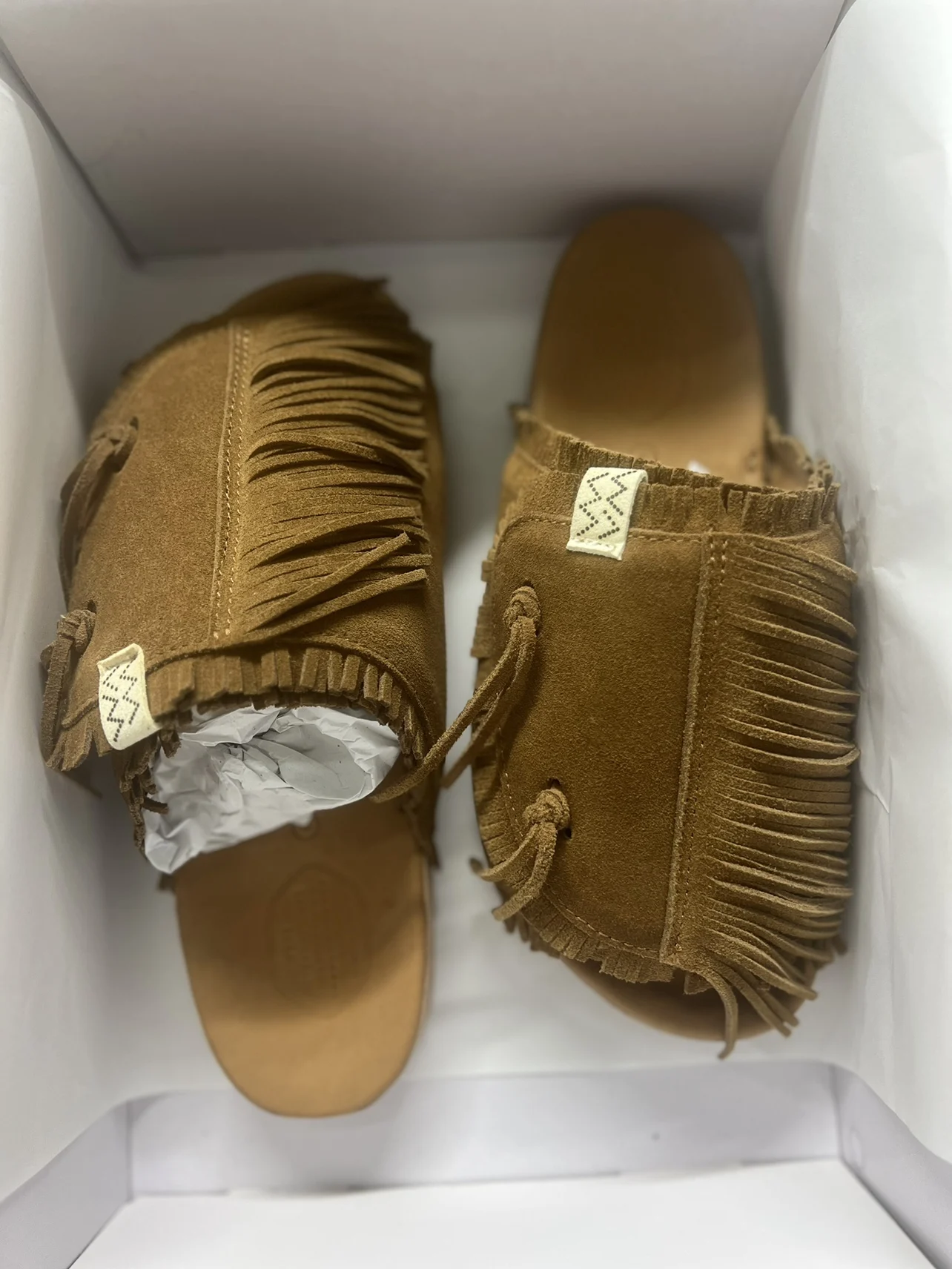 Visvim 23ss شباشب جديدة من جلد الغزال بخياطة عصرية غير رسمية للرجال والنساء مهدب