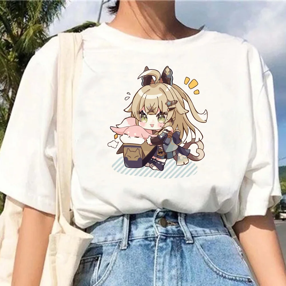 

Genshin Impact top women manga t shirt girl Japanese 2000s anime clothing