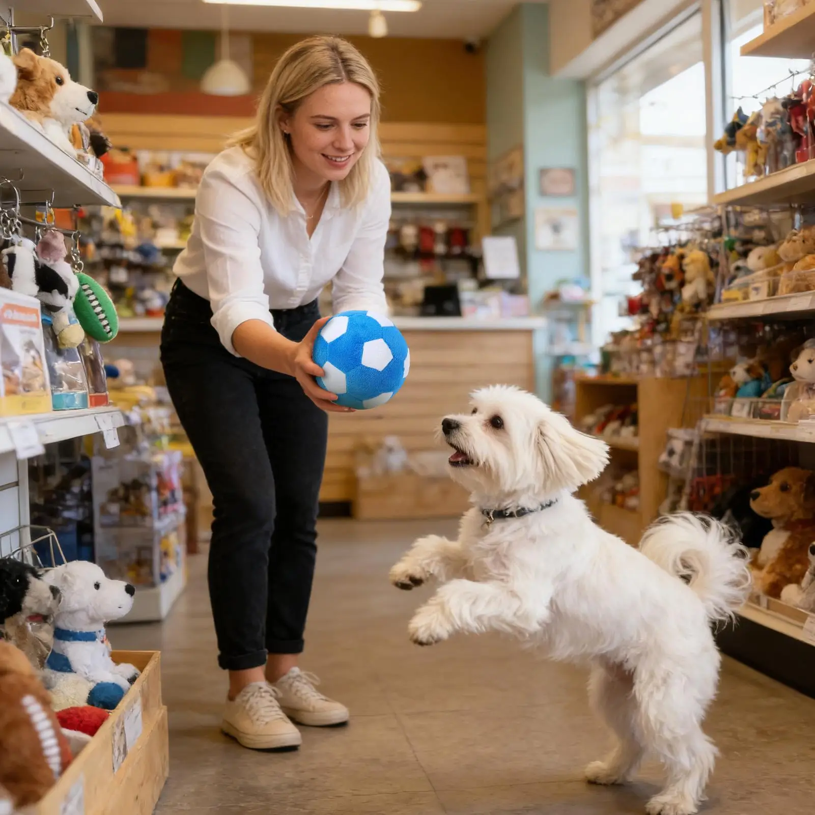 Dog Toy Soft Chewing Game Plush Soft Squeaky Balls Soccer Ball For Dogs For Indoor Outdoor Play Teething Enrichment Puppy Large view 3