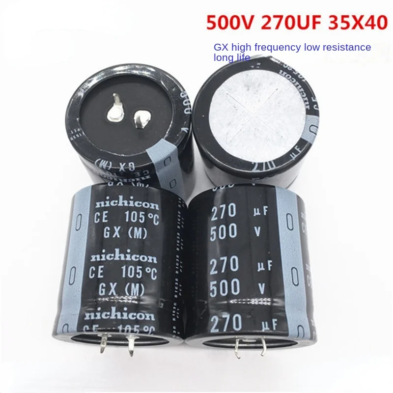 （1pcs）500V270UF 35X40 nichicon electrolytic capacitor 270UF 500V 35*40 GX high frequency and low resistance.