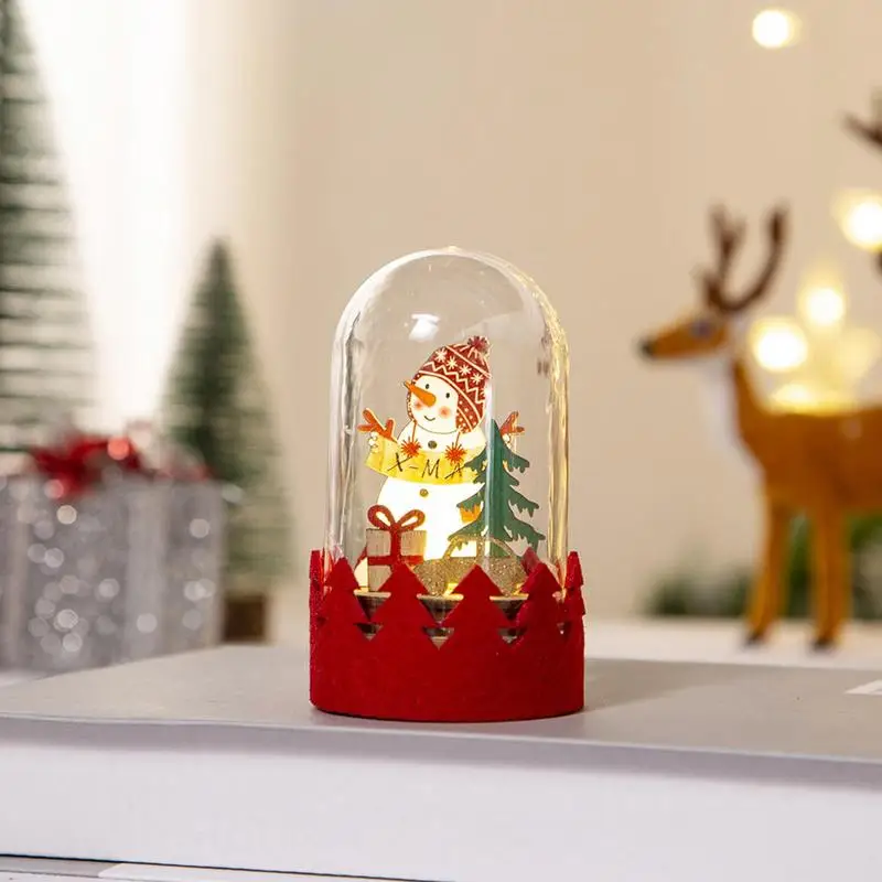 Christmas Snow Globes Lighted Snow Globe Battery Powered Shatterproof Snow Globes Christmas Decoration LED Luminous Wooden Decor