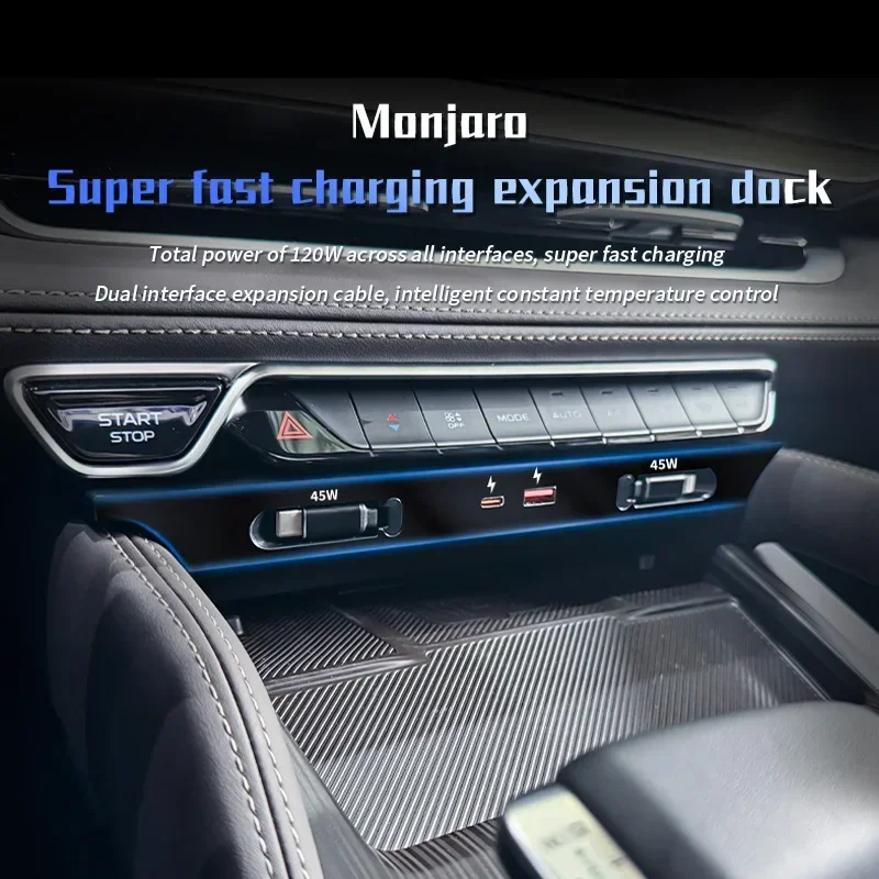 2021-2025 For Geely Monjaro Car Fast Charger Docking Station 130W Cigarette Lighter Splitter USB Converter