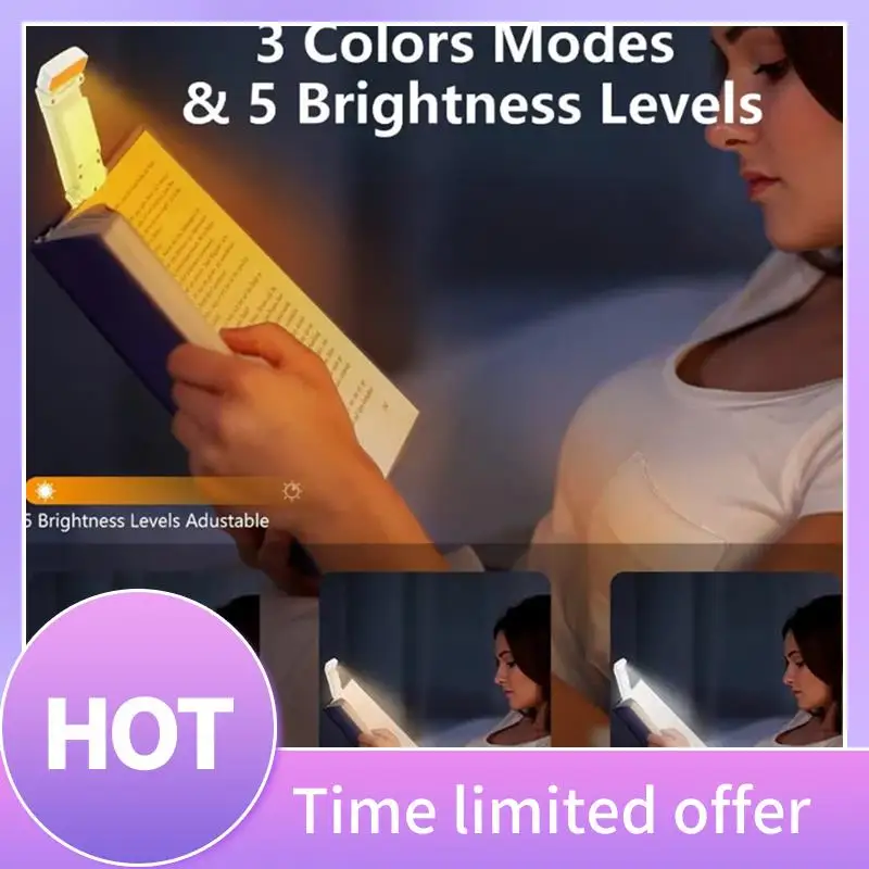 

B69C Book Light With Timer USB Rechargeable Reading Light Clip-On Read Lamp Bookmark Night Light Book Lamp 5 Brightness Durable