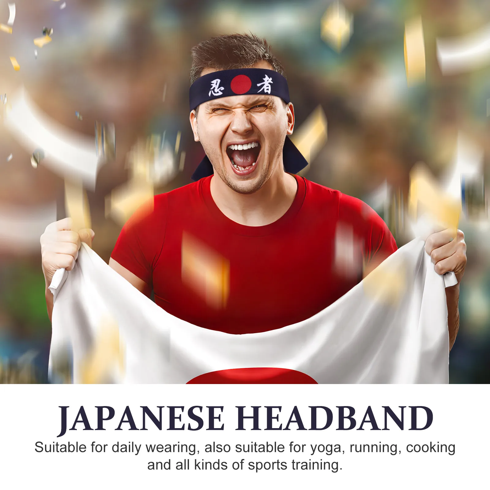 

2Pcs Japanese Headband Elastic Breathable Sports Hairband Chef Headbands for Cooking Yoga Running Ninja Headband