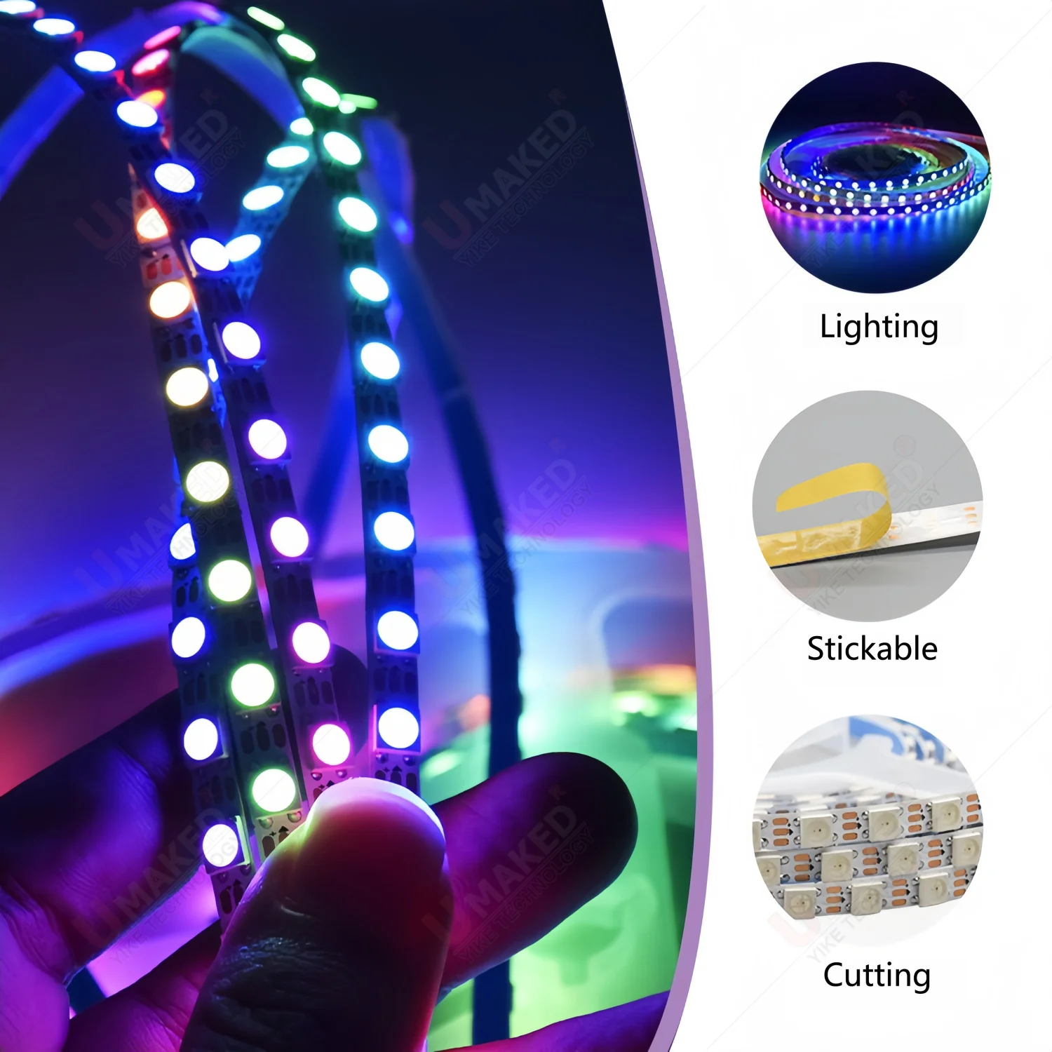 5m DC5V/12V 5.5mm width WS2812 Individually Addressable 5050 RGB Led Strip 60/90leds 2812 Smart Pixels Led Light White PCB  IP30