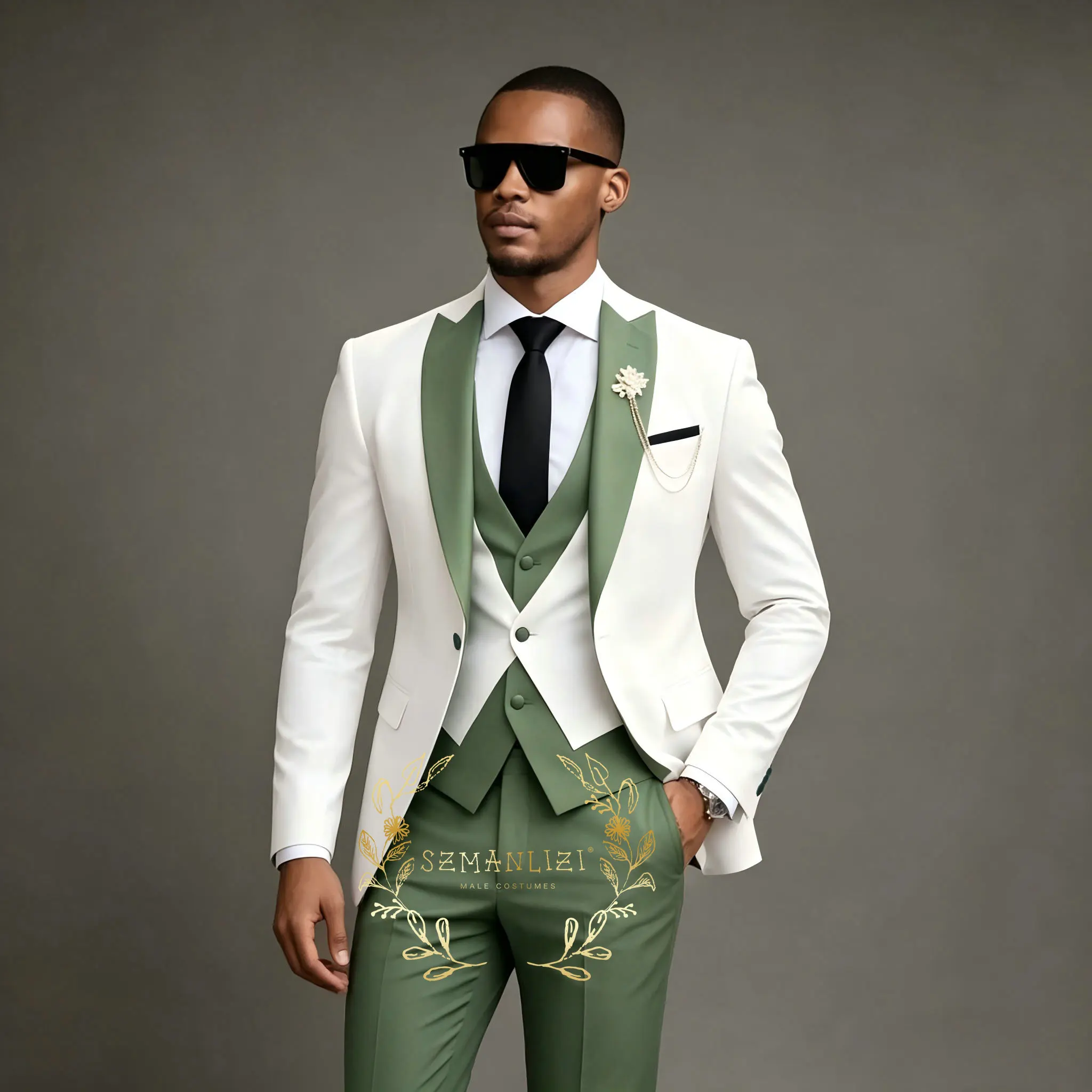 

Элегантные мужские костюмы для торжественных мероприятий: пиджак с заостренными лацканами, жилет и брюки — комплект из 3 предметов, индивидуальный пошив, для жениха, смокинг.