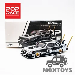 Pop Race 1:64  Skyline Mk5 C210 Kaido Racer Bosozoku Black Grey Diecast Model Car