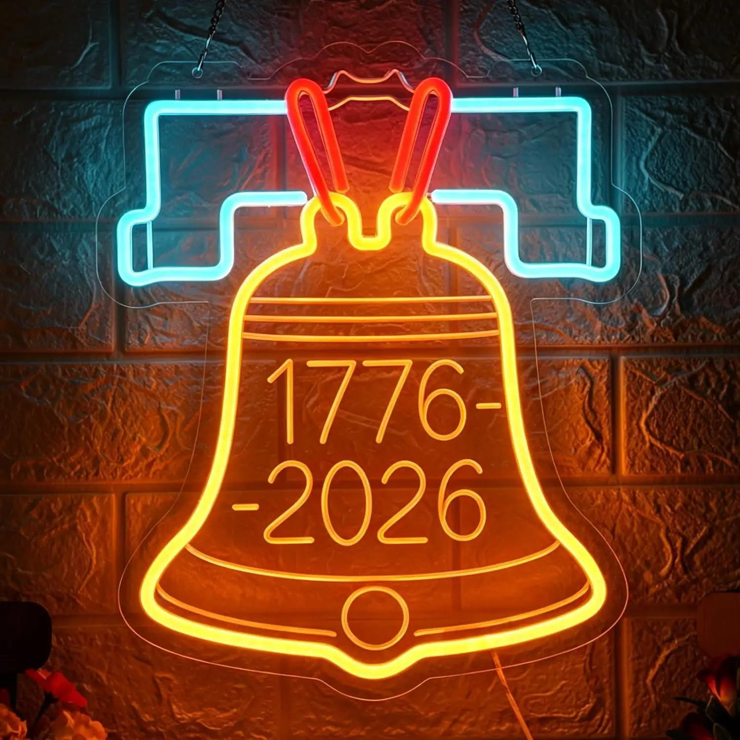 Liberty Bell Neon Sign USB Dimmable LED Lights For Patriotic Theme Party Basement Man Cave Holiday Celebration Wall Display Gift