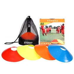 Juego de conos de disco de fútbol, equipo de entrenamiento de fútbol, discos de agilidad profesional, plato deportivo, conos espaciales, juego de pelota, 50 piezas