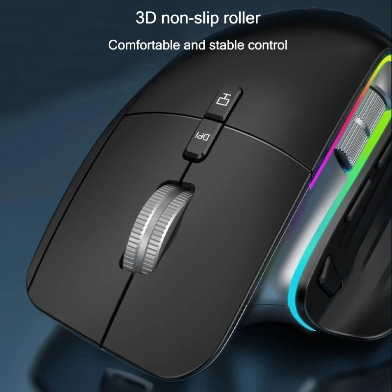 Wireless Mouse Bluetooth 5.0+2.4GHz Tri- Mode USB Gaming Mouse Ergonomic Rechargeable Silent Vertical Mice for Computer Office